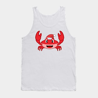 Crab Christmas Santa hat Tank Top